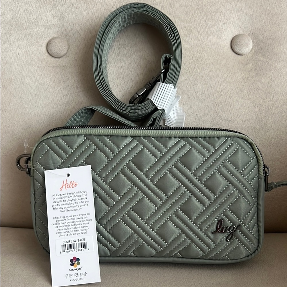 NWT Lug Coupe XL Convertible Crossbody Bag in Sage Green